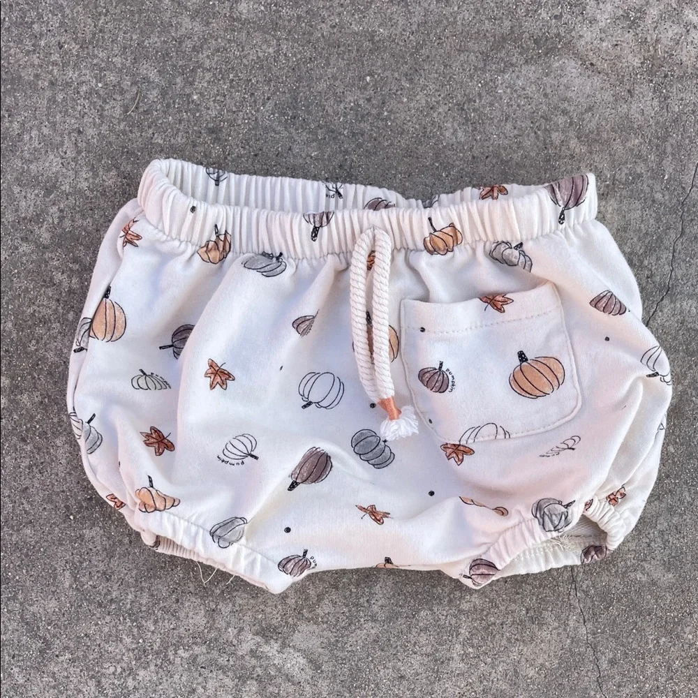 🌈 Zara White Pumpkin Print Diaper Cover Bloomers Fall Vibes Sz 6/9M